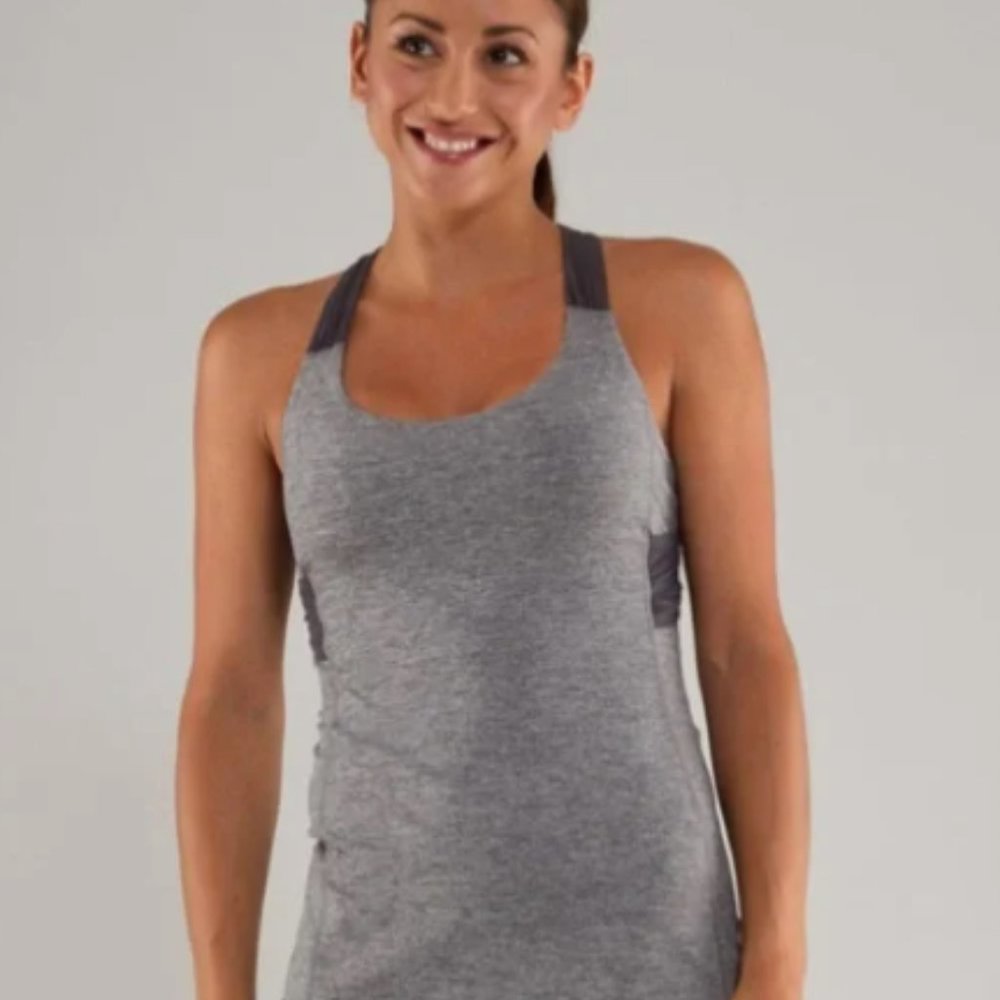 Lululemon Women's Spin Me tank size 12 NWT black and grey
